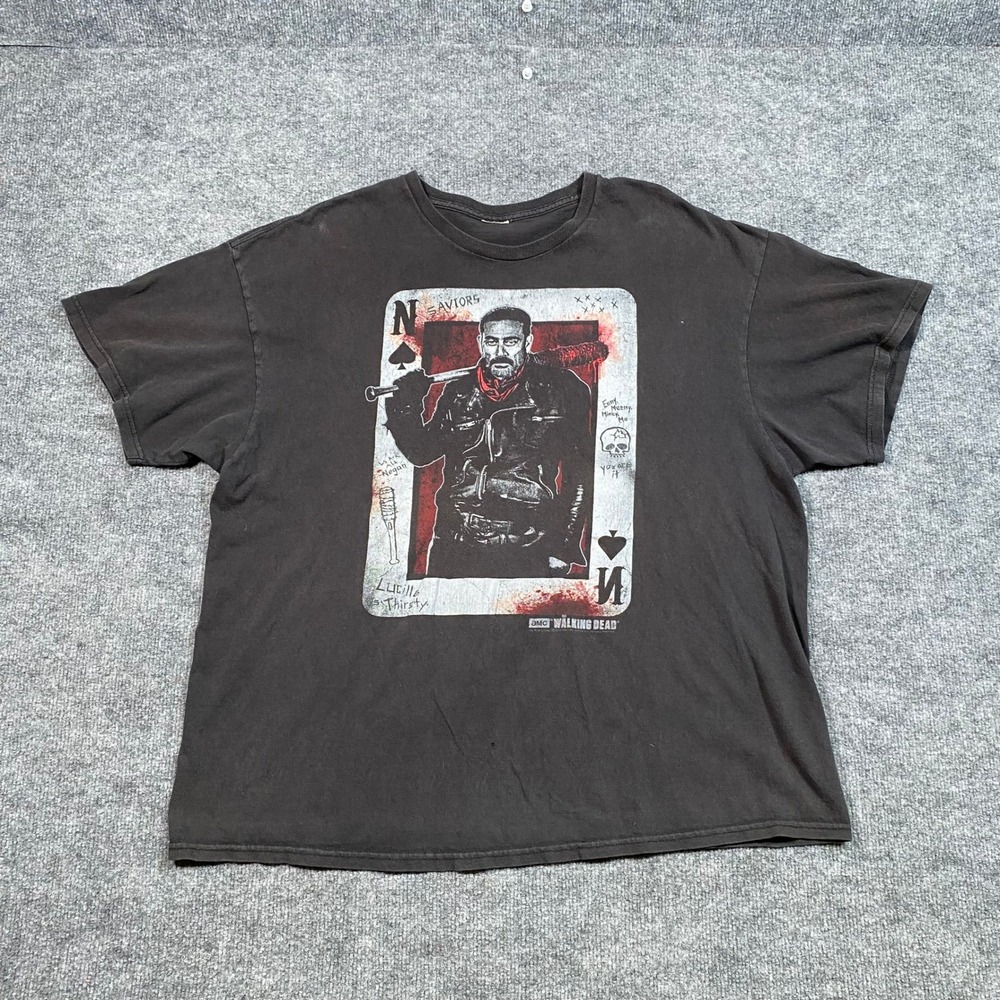 AMC The Walking Dead Negan Ace of Spades Graphic T-Shirt Mens XL Faded Black